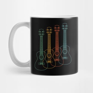 Four Ukulele Outlines Retro Color Mug